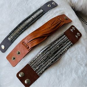 LEATHER Snap Button Bracelet with Variety Designs Lot